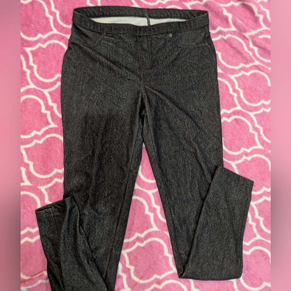 Vera Wang Dark Gray Patterned Ponte Pants